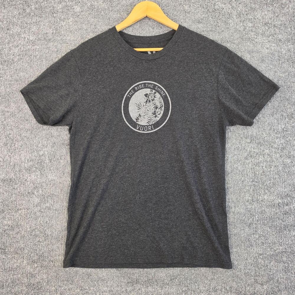 Vuori Shirt Mens Large The Rise The Shine Graphic Tee Gray Casual Athletic Gym